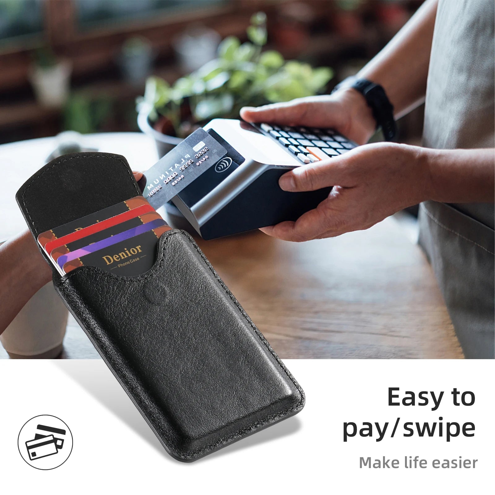 Mobile Phone Wallet Magnet Flip Pocket Card Storage Luxury Leather Magnetic Stand Buckle Bag Wallet
